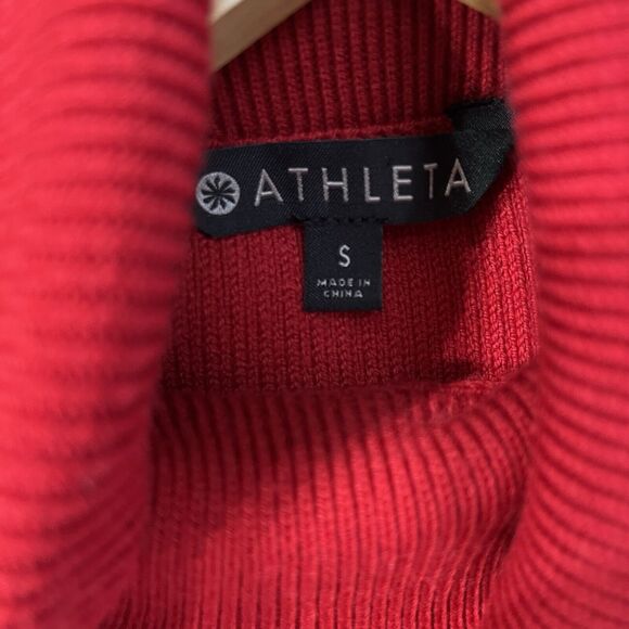 Athleta Mesa Hybrid T-Neck Turtleneck Sweater In Radiant Red Holiday S Ribbed - Picture 4 of 8